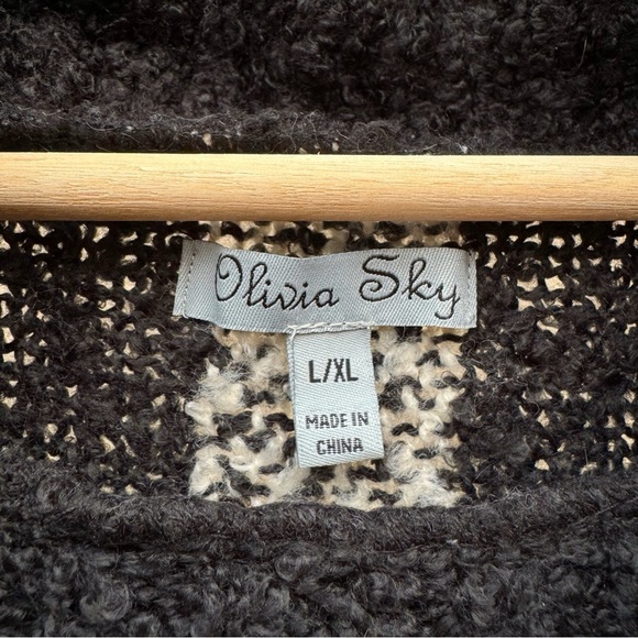 Olivia Sky Plaid Cowl Neck Oversized Poncho with Fringe Sz L/XL - Picture 7 of 7